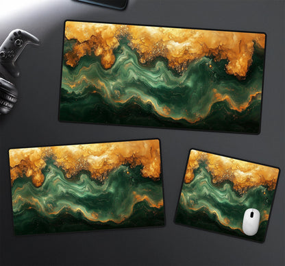 Green & Gold Marble Desk Mat