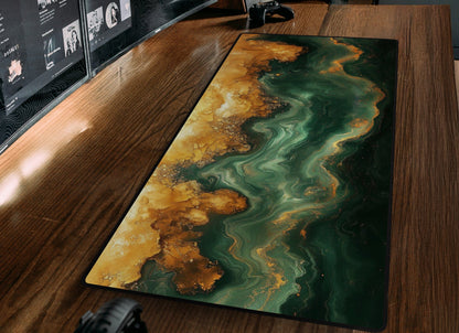 Green & Gold Marble Desk Mat