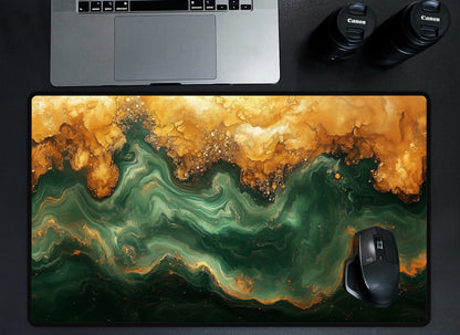 Green & Gold Marble Desk Mat