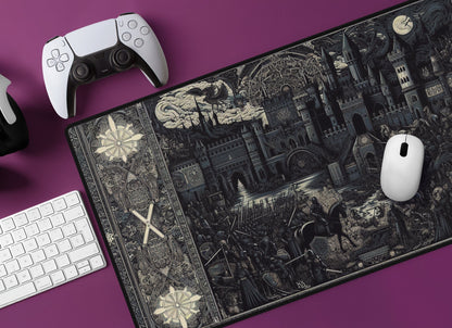 Medieval Noir Desk Mat | Alternative Office Decor | Multiple Size Options