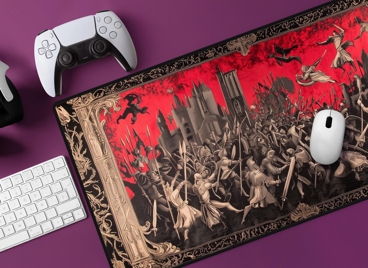 Battlefield Tapestry Desk Mat | Alternative Office Decor | Multiple Size Options