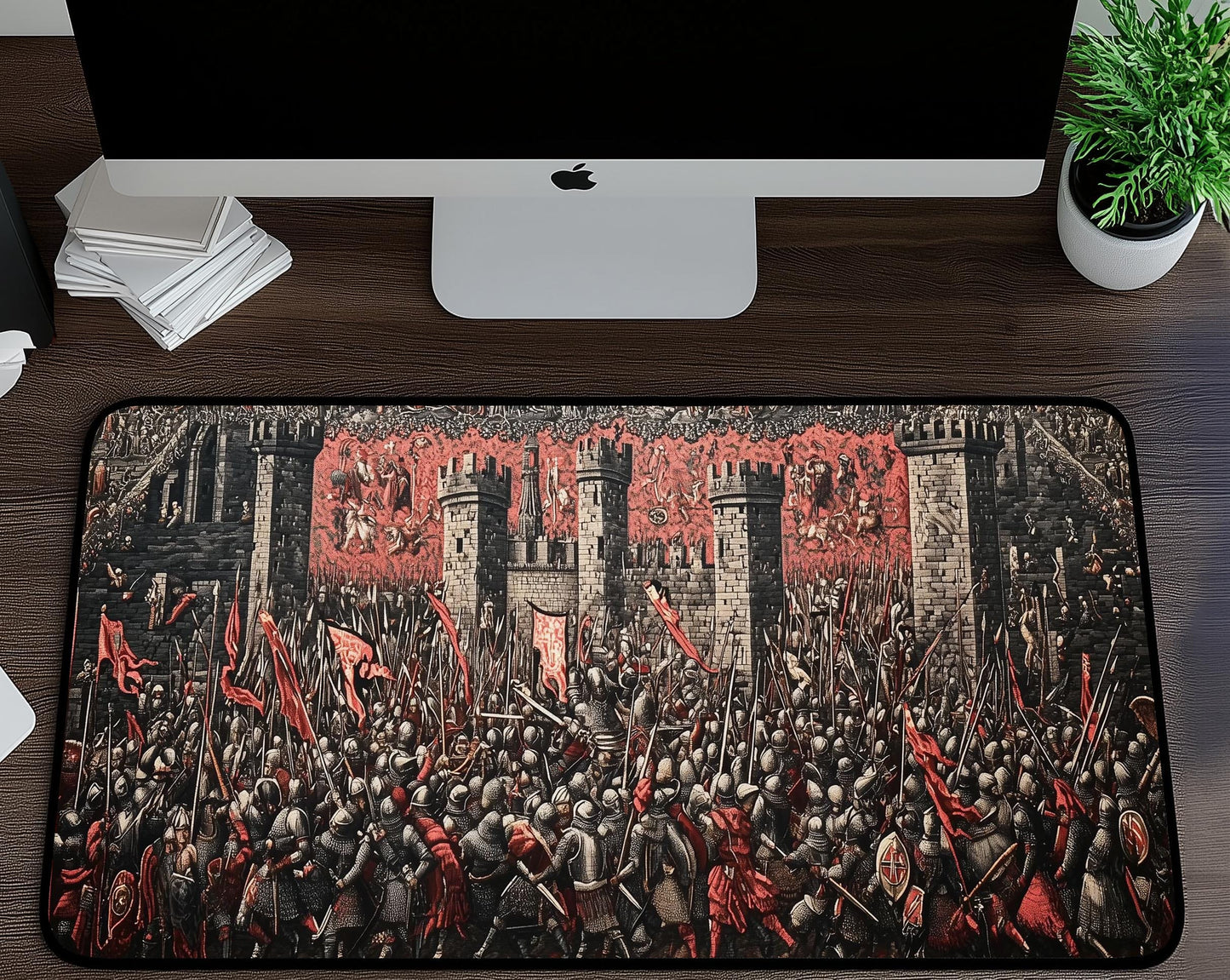 Castle Battle Tapestry Desk Mat | Alternative Office Decor | Multiple Size Options