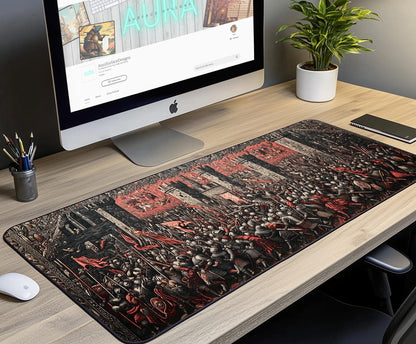 Castle Battle Tapestry Desk Mat | Alternative Office Decor | Multiple Size Options