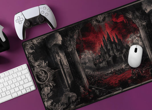 Dark Castle Tapestry Desk Mat | Alternative Office Decor | Multiple Size Options