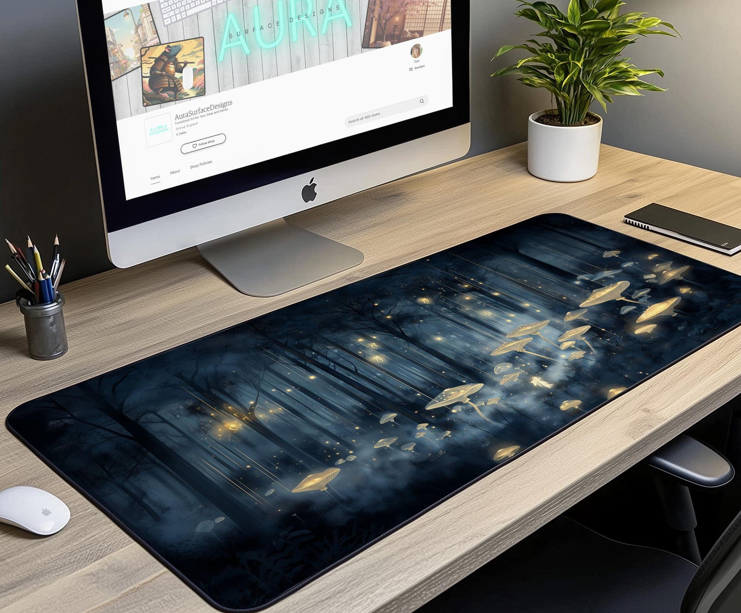 Mushroom Forest Desk Mat | Alternative Office Decor | Multiple Size Options