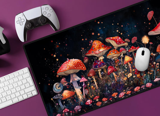 Mushroom Fantasy Desk Mat | Alternative Office Decor | Multiple Size Options