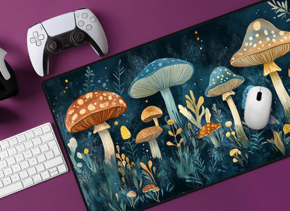 Whimsical Mushrooms Desk Mat | Alternative Office Decor | Multiple Size Options