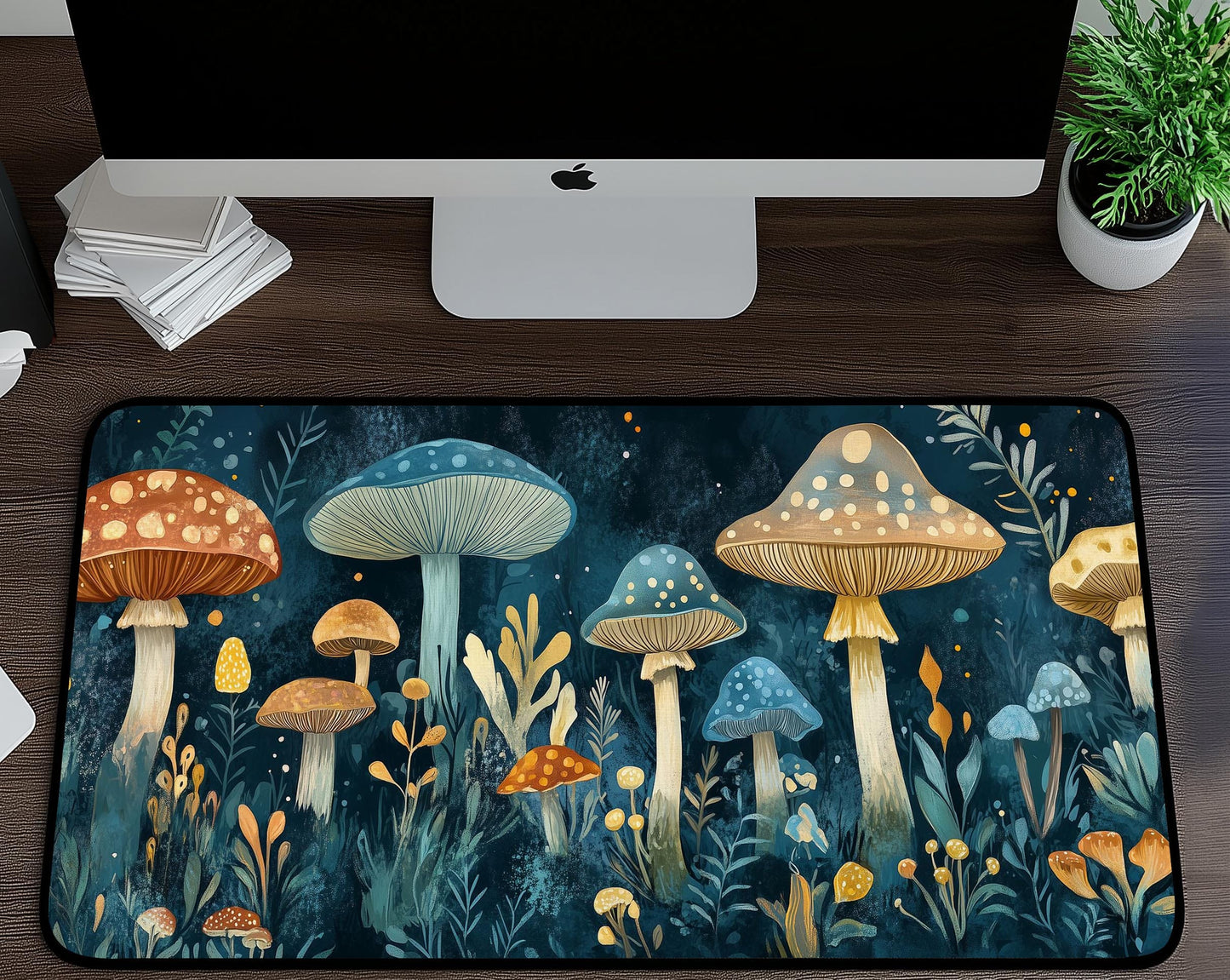 Whimsical Mushrooms Desk Mat | Alternative Office Decor | Multiple Size Options