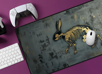 Rabbit Skeleton Desk Mat | Alternative Office Decor | Multiple Size Options