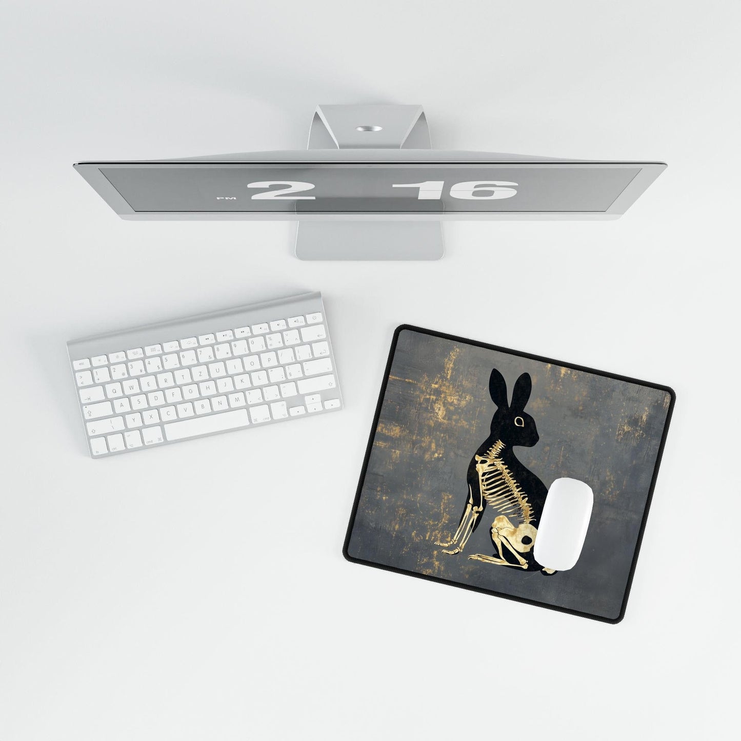 Skeleton Rabbit Desk Mat | Alternative Office Decor | Multiple Size Options