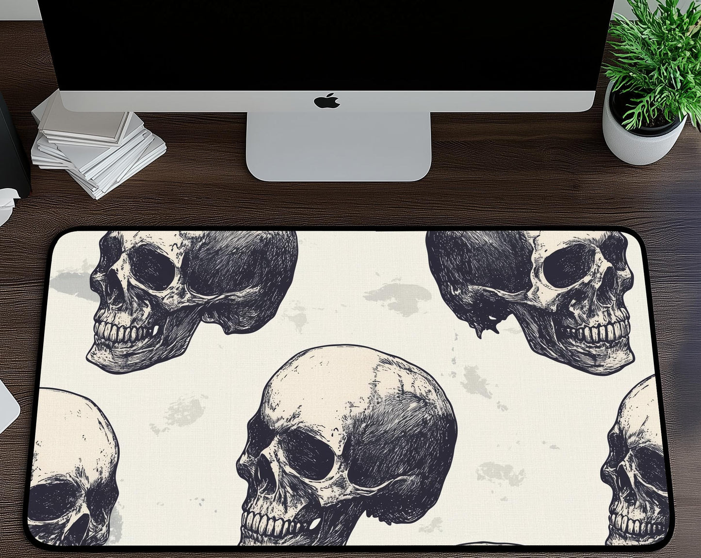 Skull Art Desk Mat | Alternative Office Decor | Multiple Size Options