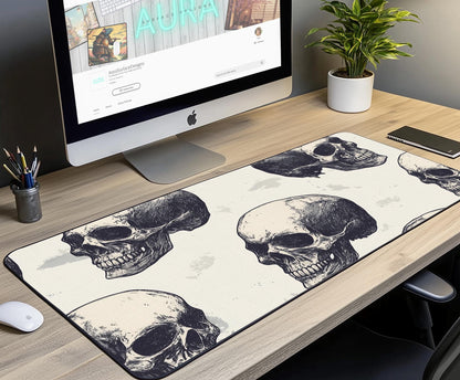 Skull Art Desk Mat | Alternative Office Decor | Multiple Size Options