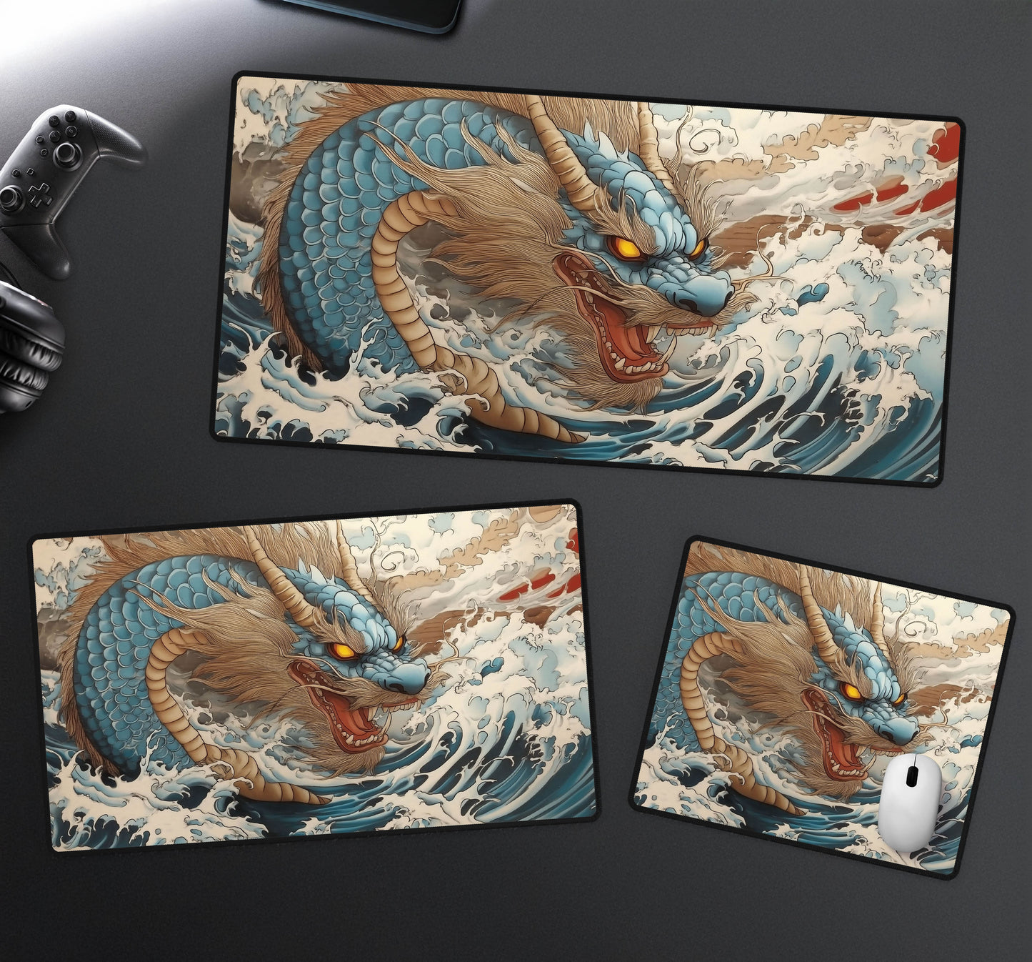 Ukiyo-e Inspired Dragon Desk Mat
