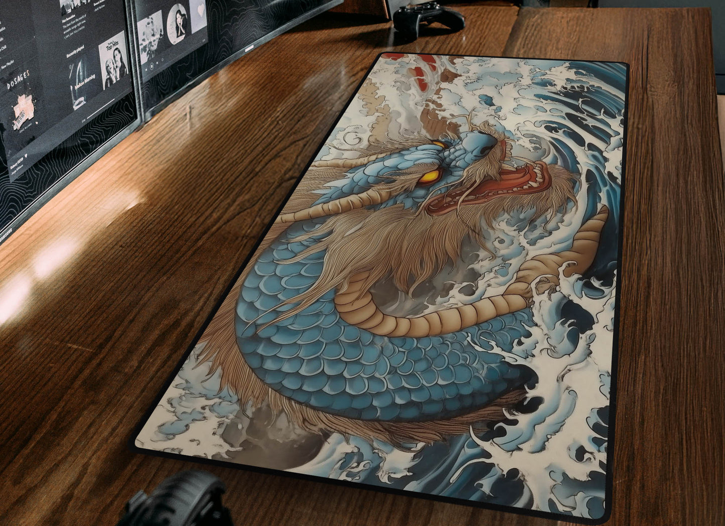 Ukiyo-e Inspired Dragon Desk Mat